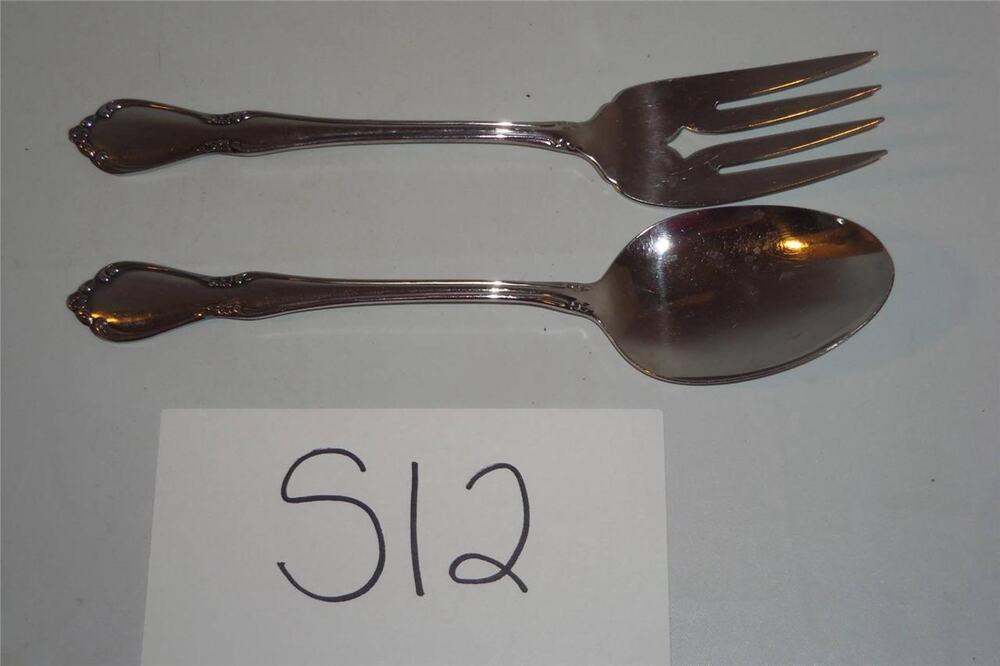 Chateau Oneida Craft Deluxe Serving Spoon & Cold Meat Fork Stainless -0714S12